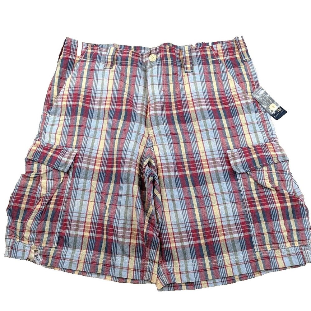 NEW Vintage Polo Ralph Lauren Jeans Company Cargo Shorts!  40  Red & Blue Plaid